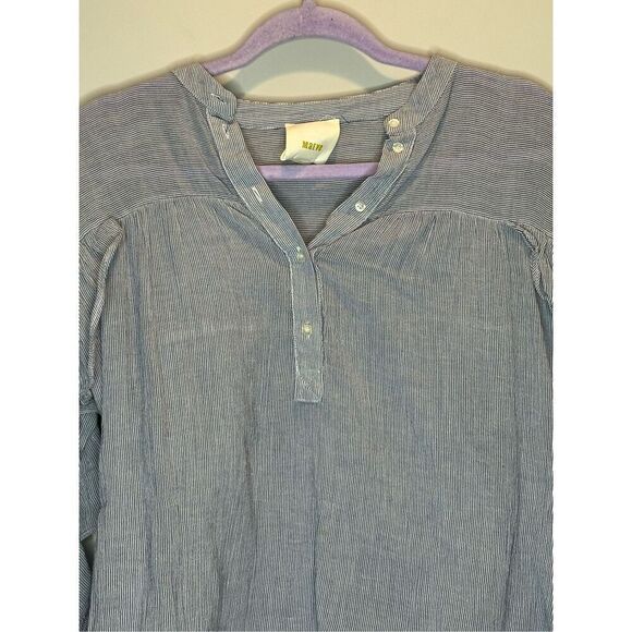 Maeve Anthropologie Blue and White Striped Ruffle Top Size XS - Picture 3 of 7